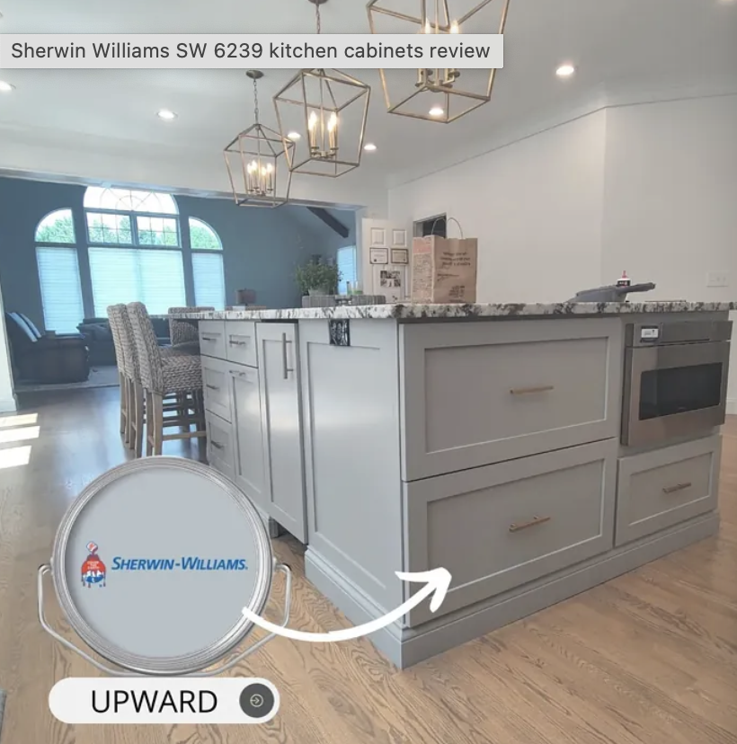 UPWARD SW 6239 Color of the Year 2024 painted on kitchen cabinets